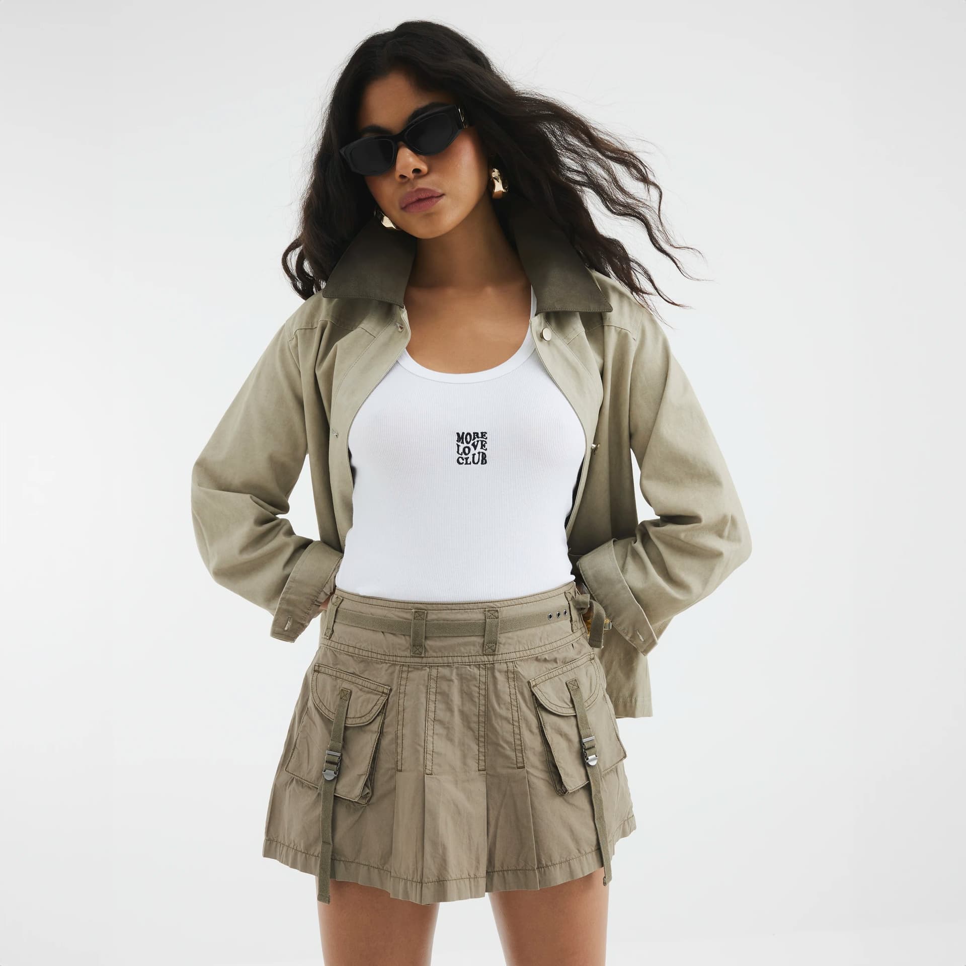 River Island River Island Womens Khaki Utility Mini Skirt