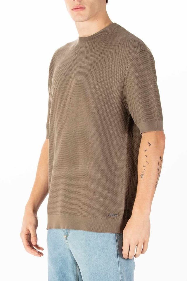 Luke 1977 Luke 1977 Men's Ford Relax Fit Knitted T-shirt in Light Brown - 3
