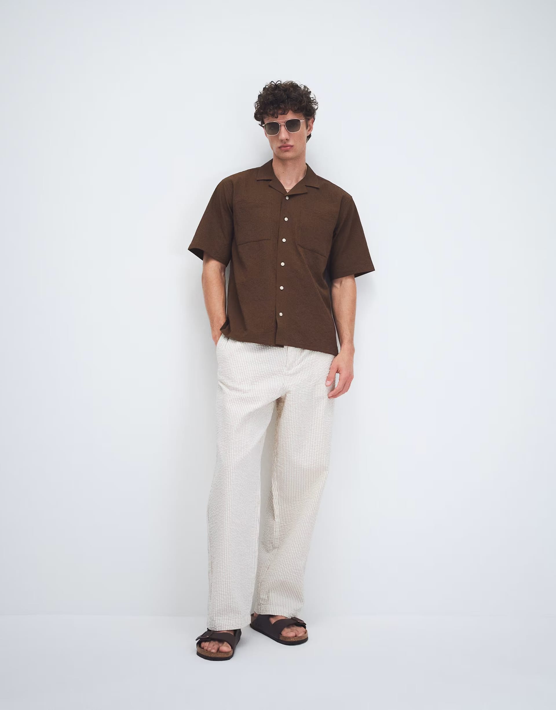 ASOS Redefined Rebel Brown Boxy Fit Shirt