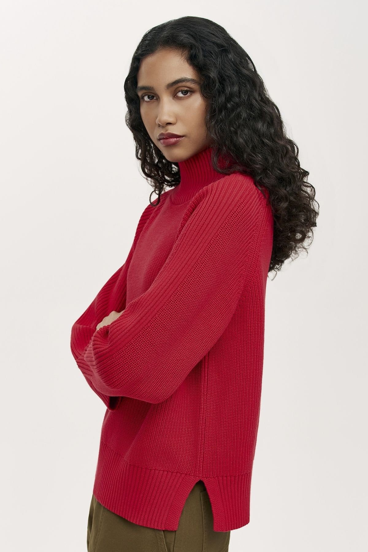 Finery London Finery London Women's Kaela Funnel Neck Knitted Jumper in Red - 4