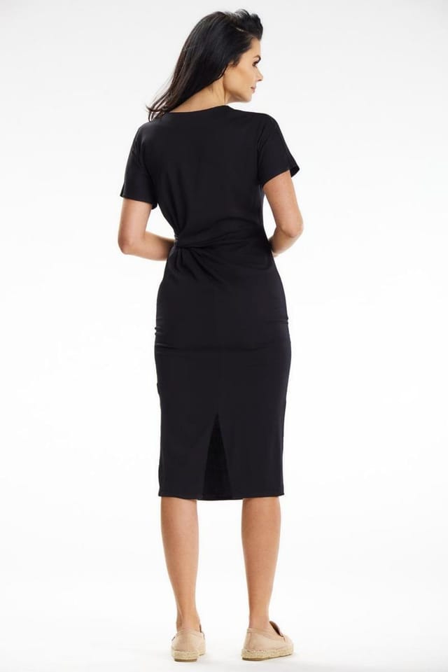 Love Lace Love Lace Women's Midi Heart Neckline Asymmetrical Binding Dress Style 195880 in Black - 3