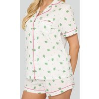 Loungeable Women's White Cactus Print Shirt and Shorts Set Loungeable New Look - 1