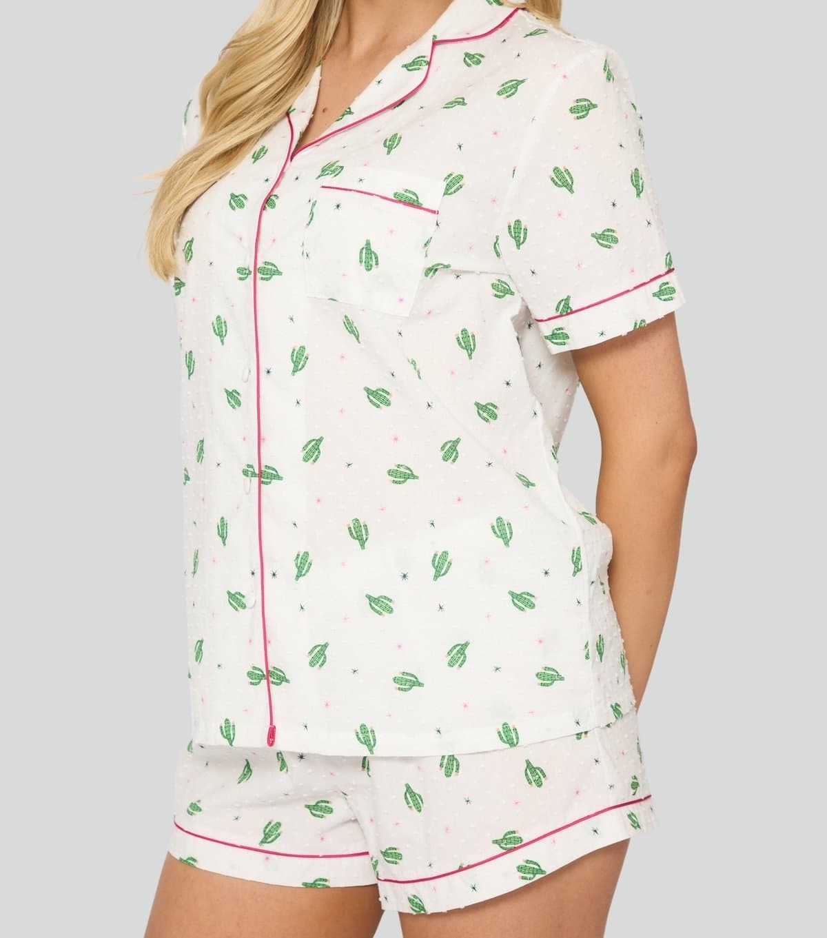 Loungeable Women's White Cactus Print Shirt and Shorts Set Loungeable New Look
