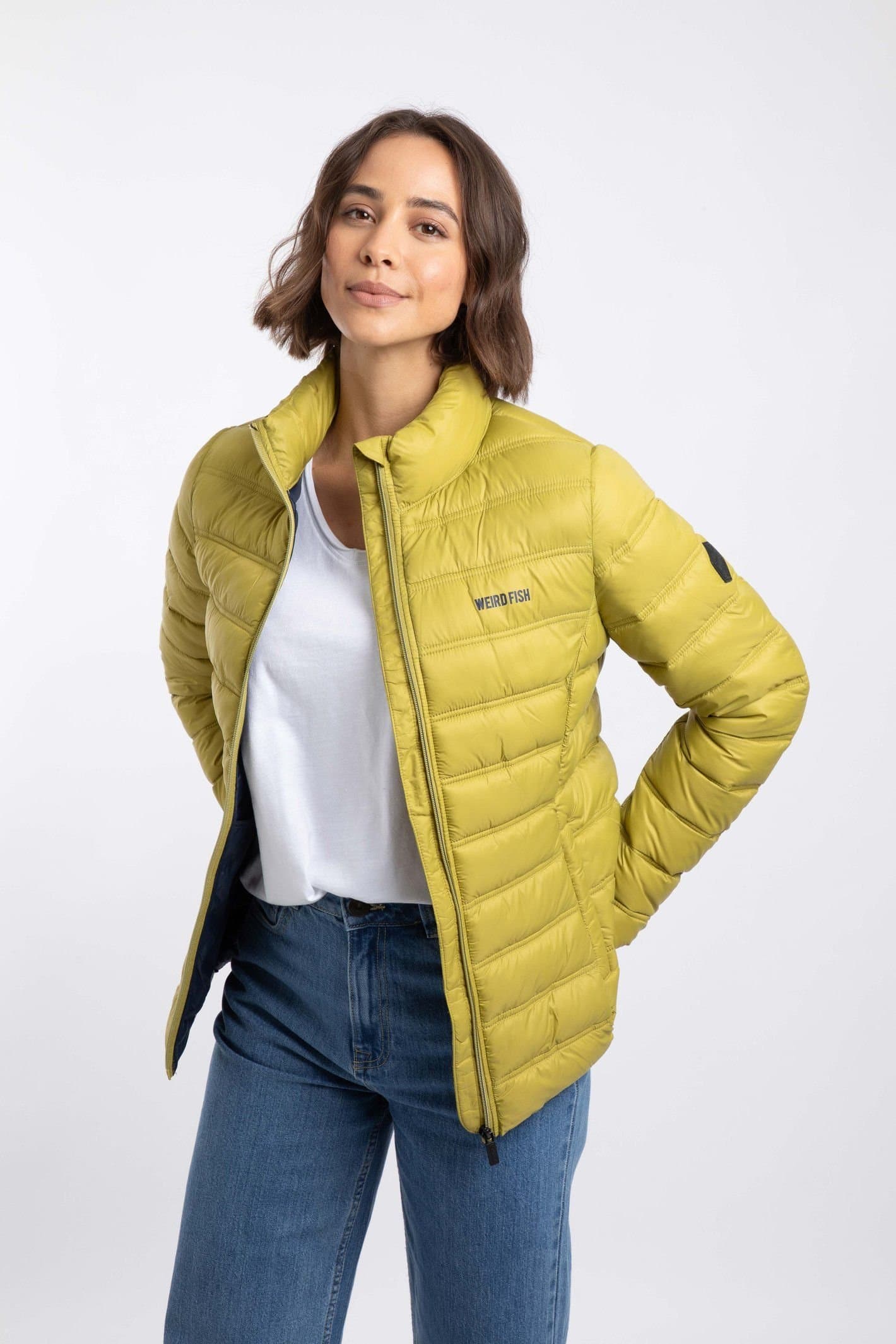 Weird Fish Weird Fish Women's Travellia Lightweight Showerproof Padded Jacket in Mustard