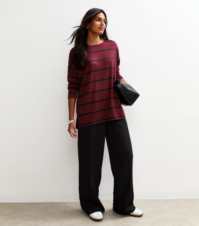 New Look Women's Red Soft Touch Striped Long Sleeve Top New Look - 3