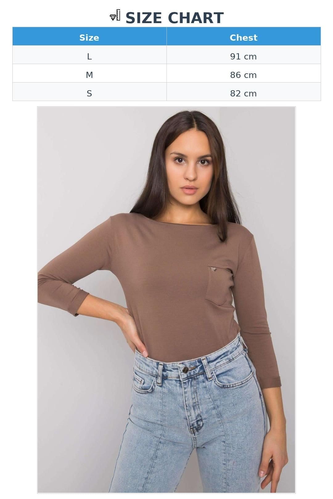 Love Lace Love Lace Women's Straight Cut 3/4 Sleeve Blouse Pocket in Brown - 4