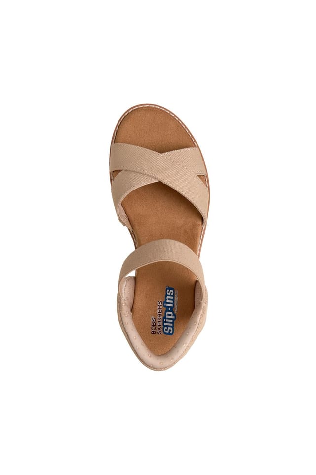 Skechers Skechers Women's DESERT KISS Slip-Ins Washed Canvas Cross Strap Sandal Natural Washed Canvas - 3