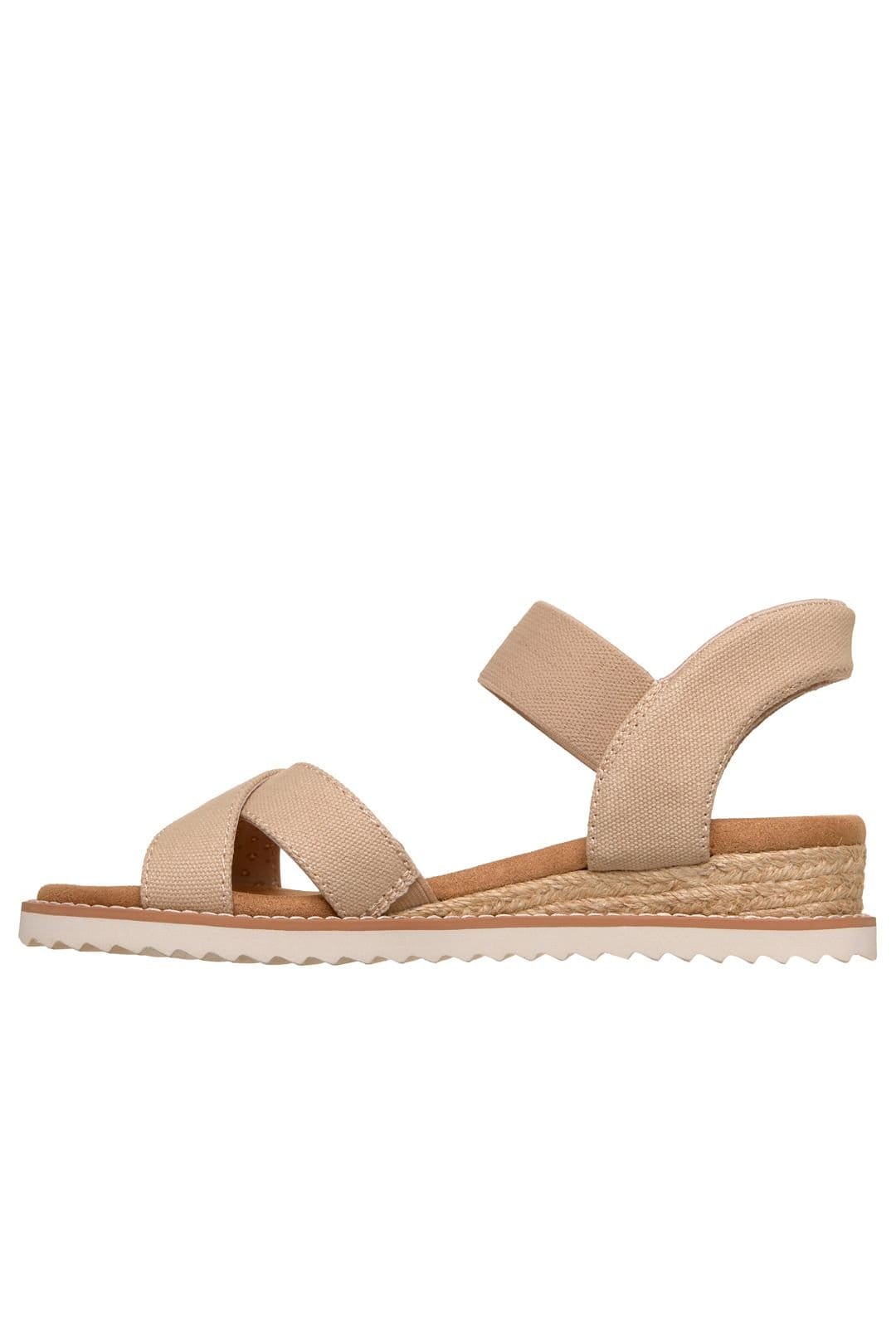 Skechers Skechers Women's DESERT KISS Slip-Ins Washed Canvas Cross Strap Sandal Natural Washed Canvas - 4