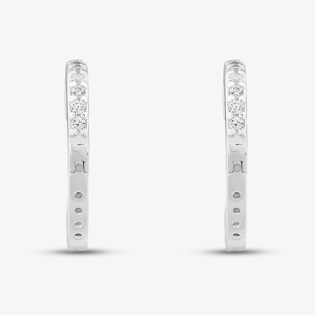 T.H.Baker T.H.Baker Women's Sterling Silver Cubic Zirconia Heart Huggie Hoop Earrings S4198 - 2