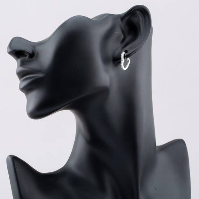 T.H.Baker T.H.Baker Women's Sterling Silver Cubic Zirconia Heart Huggie Hoop Earrings S4198 - 3