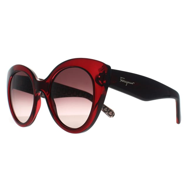 Salvatore Ferragamo Salvatore Ferragamo Women's Cat Eye Crystal Burgundy Grey Gradient SF964S - 2