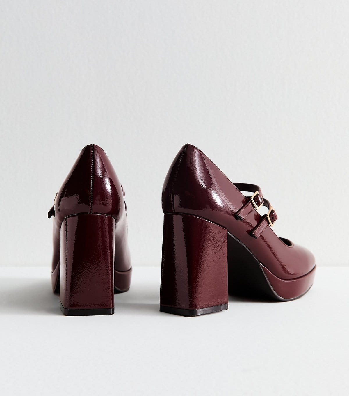 New Look Women's Dark Burgundy Mary Jane Platform Heels Vegan New Look - 4