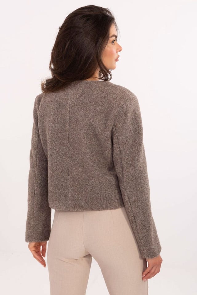 Love Lace Love Lace Women's Elegant Short Cut Polyester Button Jacket in Taupe - 3