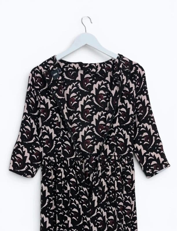 ASOS Baroque Floral Print 3/4 Sleeve Midi Dress