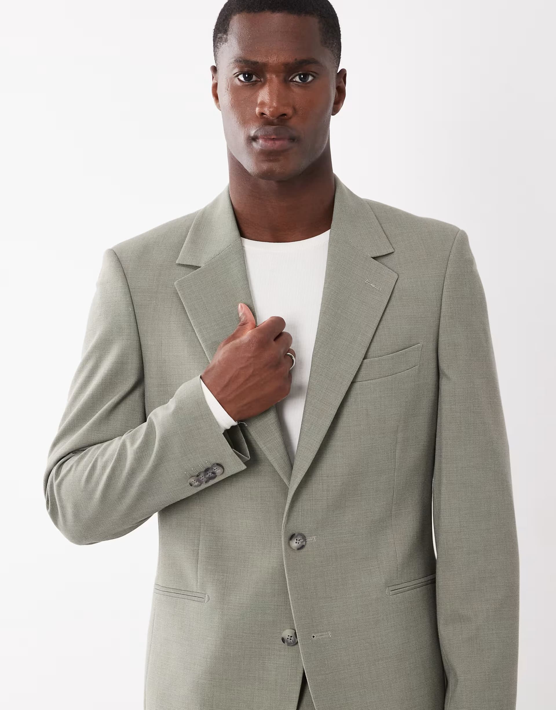 ASOS ASOS DESIGN skinny suit jacket in light green micro check