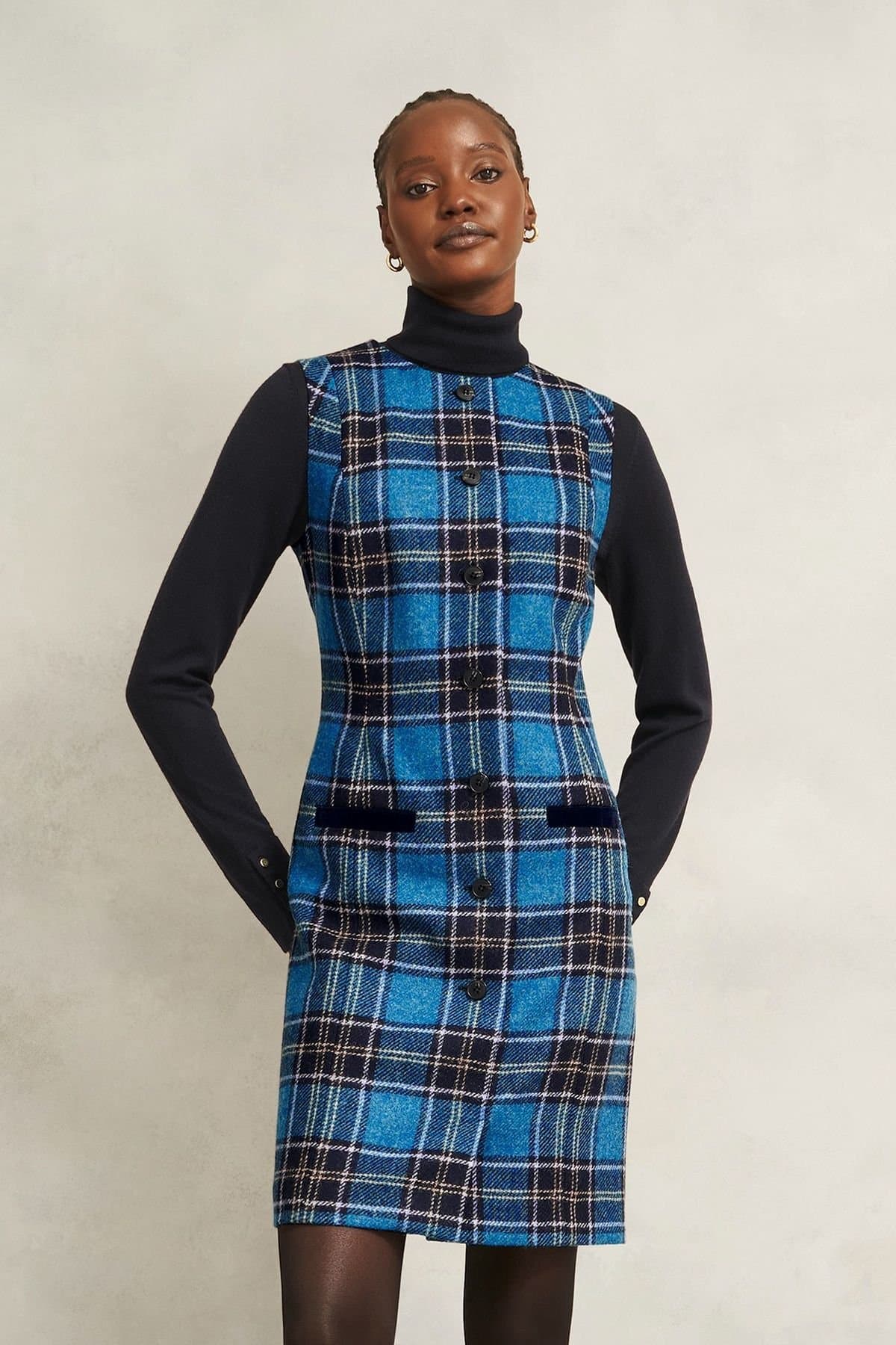 Hobbs London Hobbs London Women's Pinafore Dress in Mid Blue