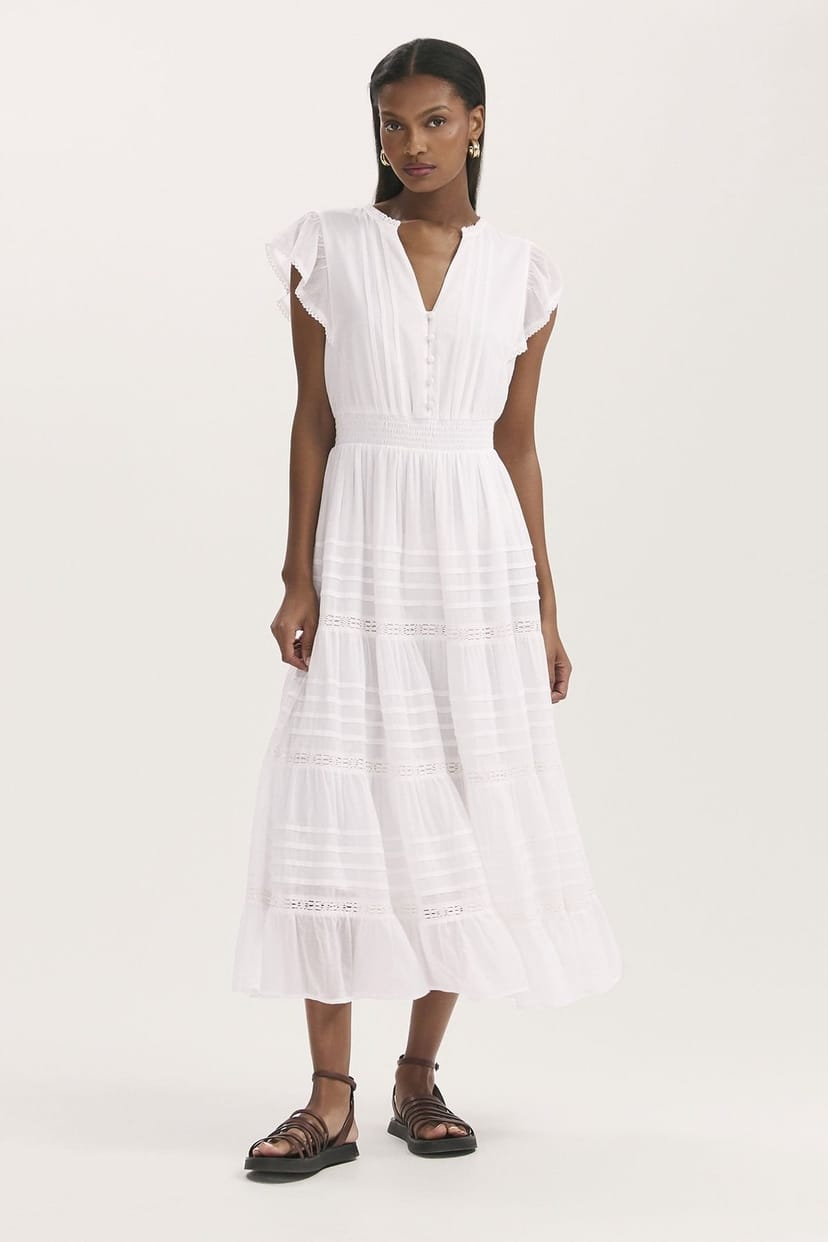 Finery London Finery London Women's Jude Tiered Midi Dress in White - 1
