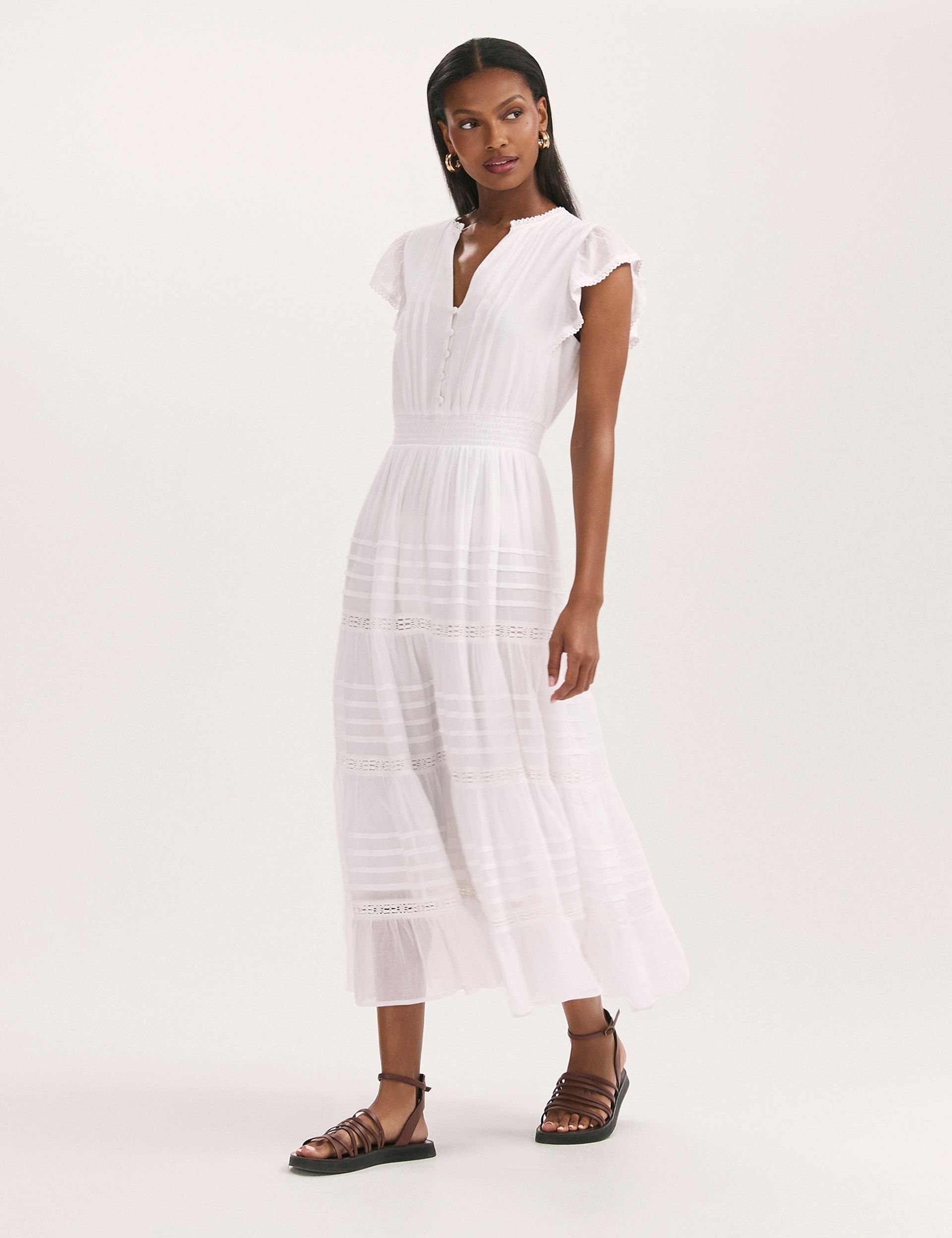 Finery London Finery London Women's Jude Tiered Midi Dress in White - 2