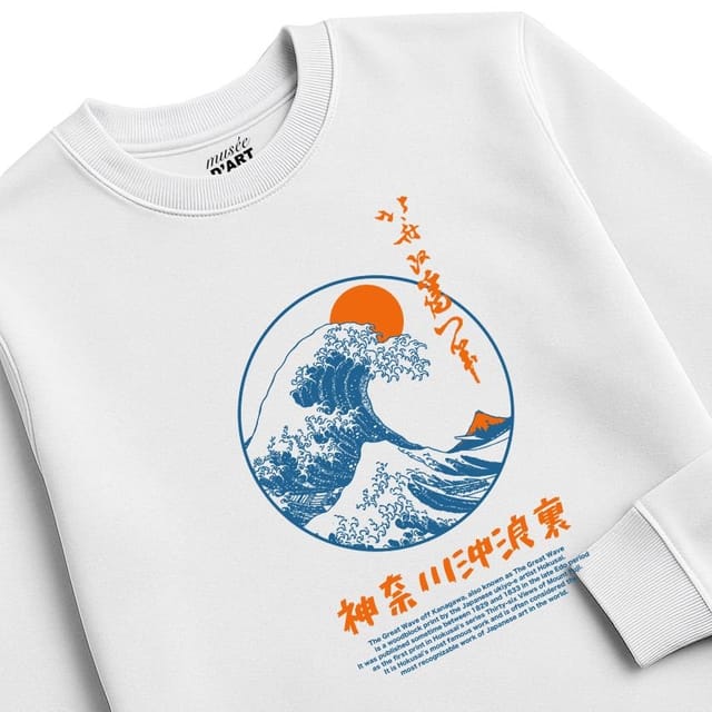 Musee DArt Musee D'Art Men's Hokusai - Circle Great Wave Sweatshirt in White - 3