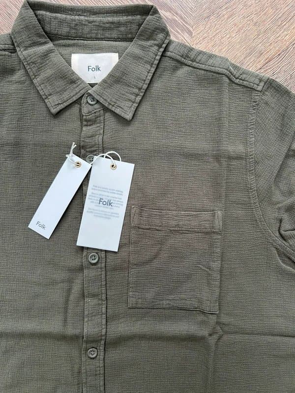 Folk Folk dark khaki “bright” s/s shirt BNWT L