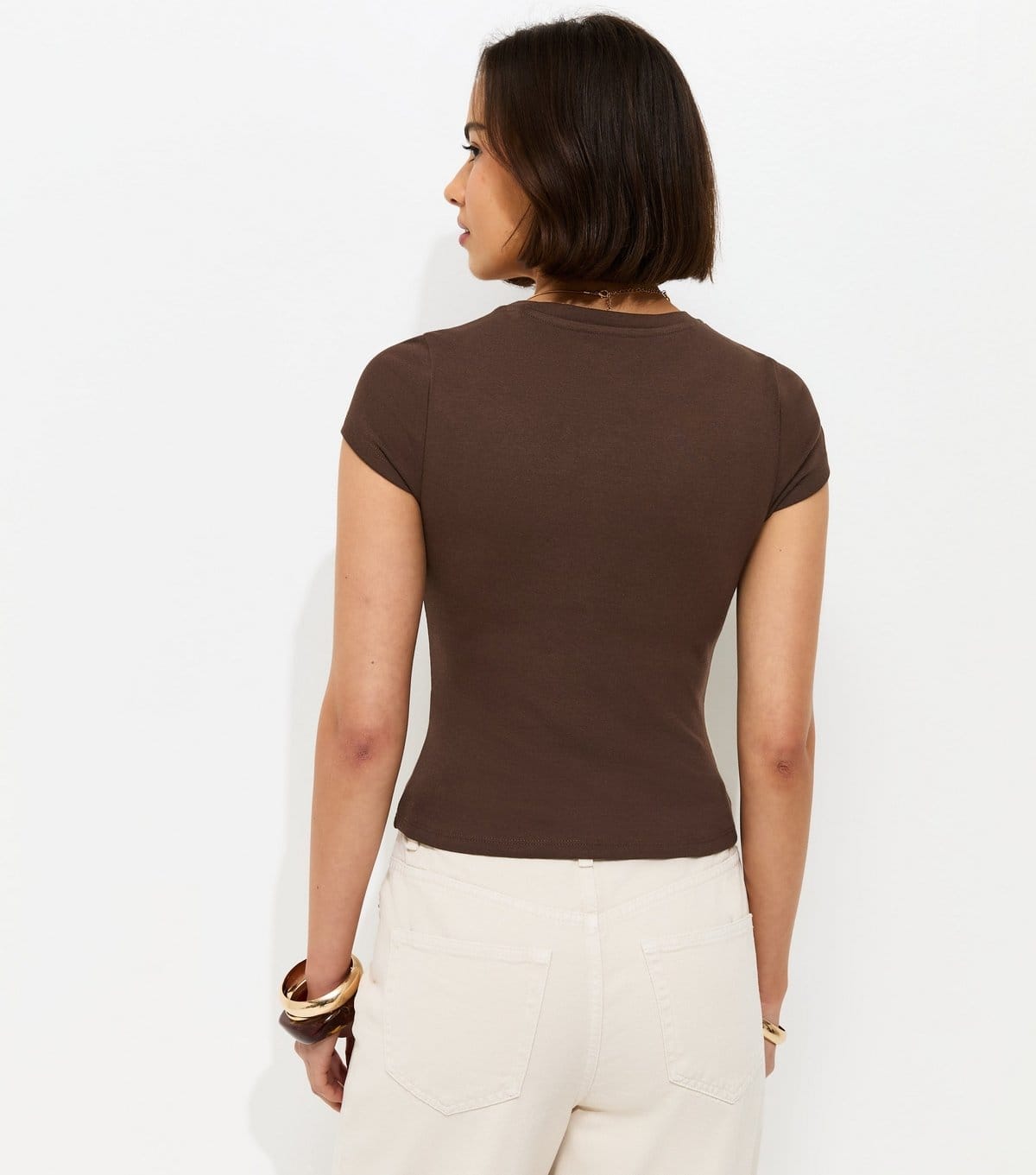 New Look Women's Dark Brown Short Sleeve Baby Tee New Look - 4