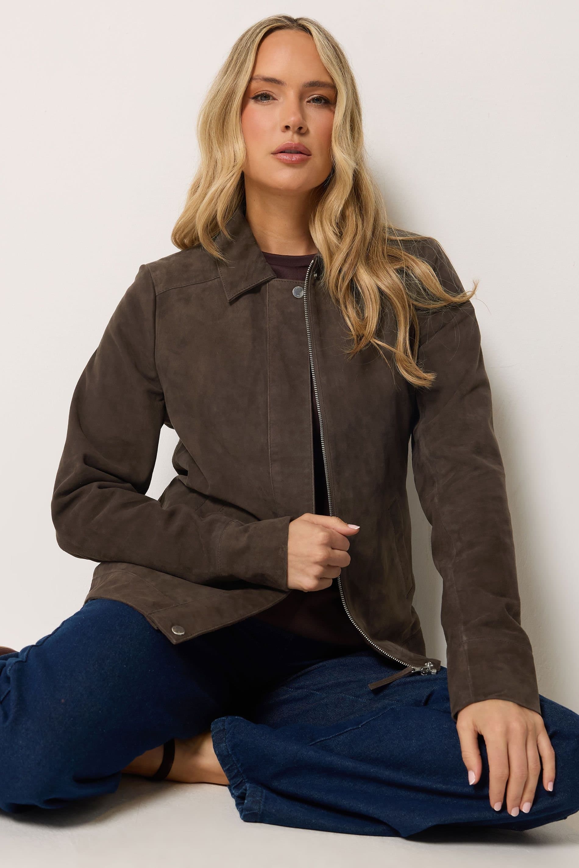 Long Tall Sally Long Tall Sally Women's Tall Suede Jacket in Brown
