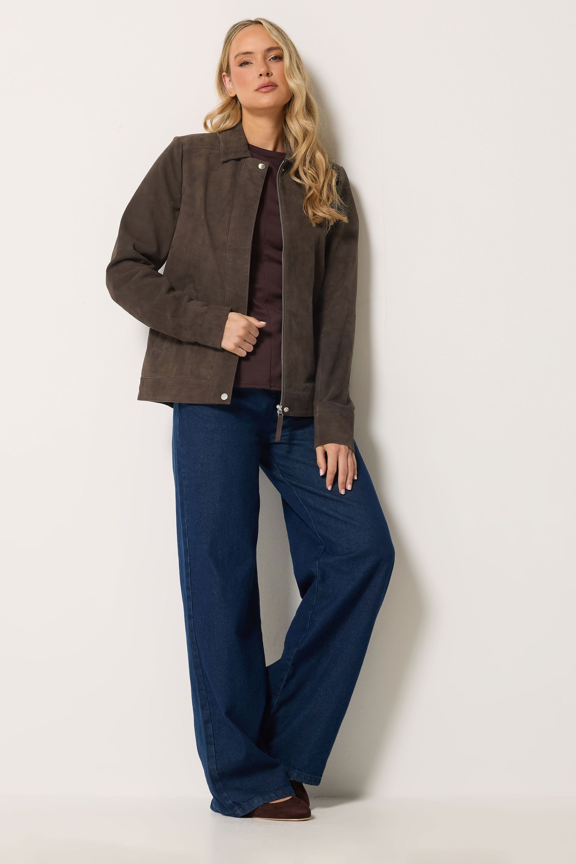 Long Tall Sally Long Tall Sally Women's Tall Suede Jacket in Brown - 4