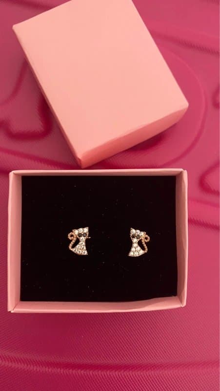 Silver Zircon cat 925 silver mini earrings
