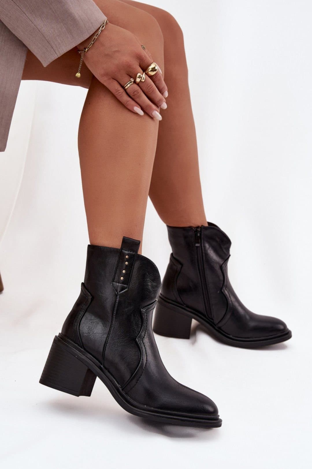 Love Lace Love Lace Black Leather Ankle Heel Boots
