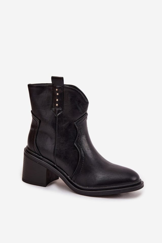 Love Lace Love Lace Women's Ankle Heel Boots with Zipper Rounded Toe Warm Lining Comfort Fit in Black - 2