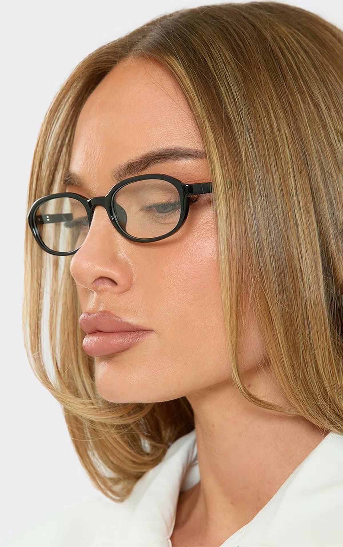 EGO Oval Shape Clear Lense Glasses In Black, Women's Size UK 0