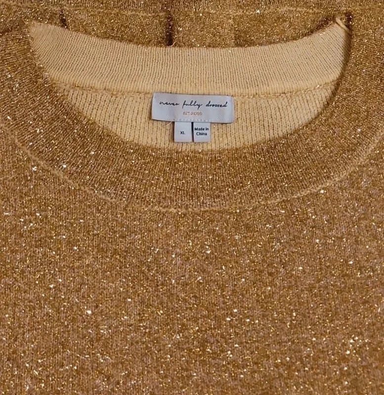 Never Fully Dressed Never Fully Dressed Gold Jumper - size XL (18/20)