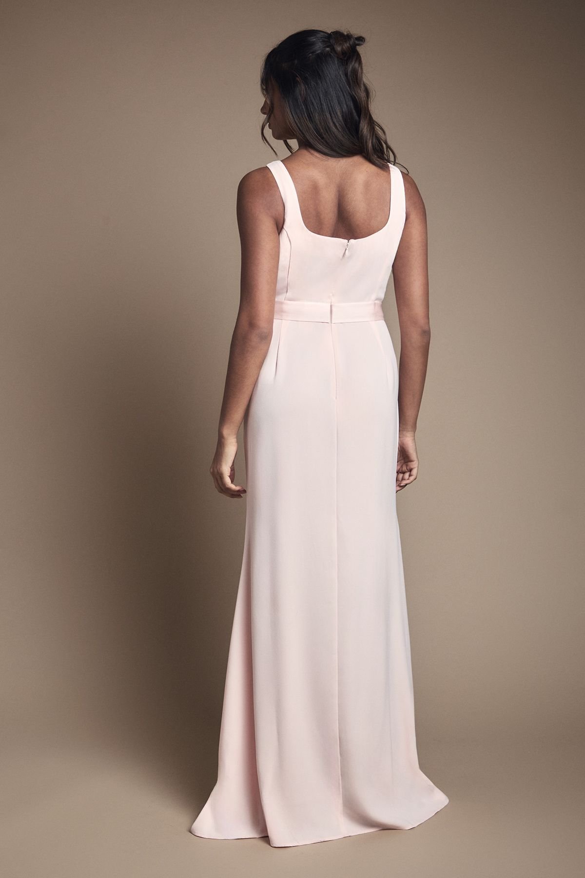 Coast Coast Women's Square Neck Bow Detail Crepe Maxi Bridesmaid Dress in Blush - 3