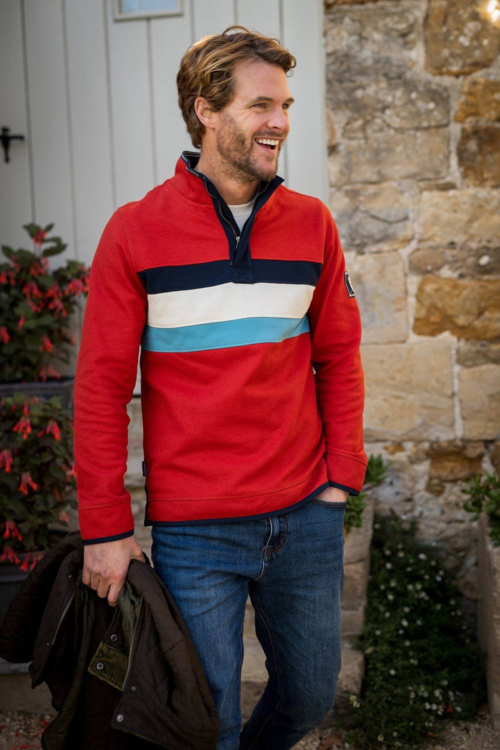Brakeburn Brakeburn Men's TALBOT QUARTER ZIP SWEATSHIRT in Red - 3