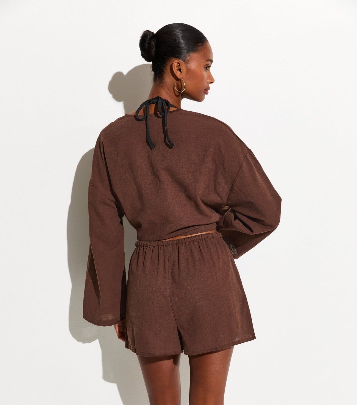 New Look Women's Brown Cotton Slub Beach Shorts New Look - 4