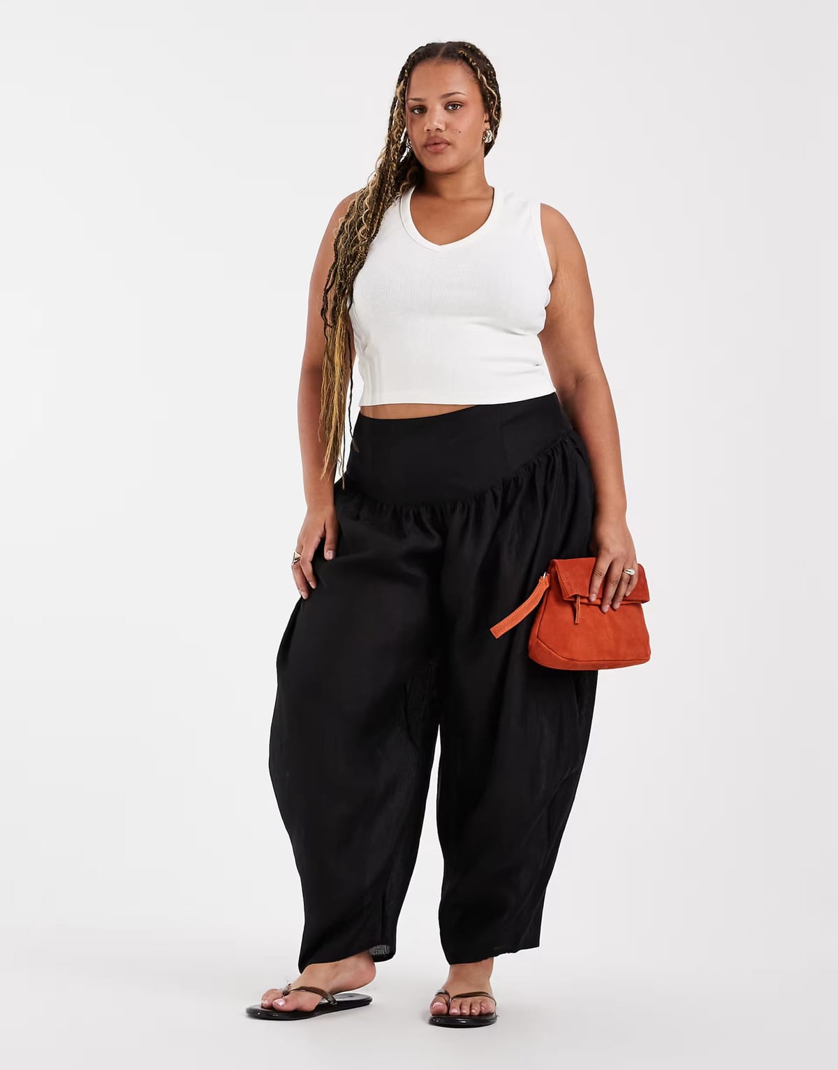 ASOS ASOS DESIGN Curve Tailored waterfall detail balloon trouser in black - 1