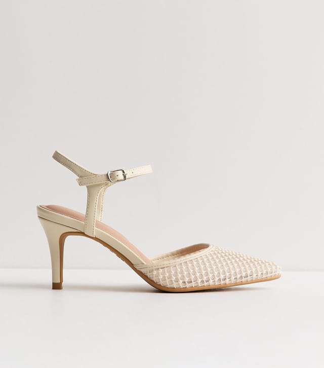 New Look Women's Off White Faux Pearl Open Back Court Shoes Vegan New Look - 2