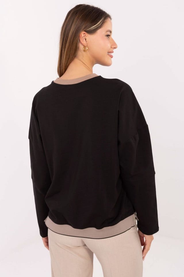 Love Lace Love Lace Women's Embroidered Casual Cotton Elastane Sweatshirt in Black - 3