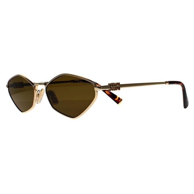 Miu Miu Miu Miu Women's Oval Gold Dark Brown MU 56ZS - 2