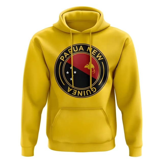 Papua New Guinea Papua New Guinea Men's Mens Football Badge Hoodie in Yellow - 2