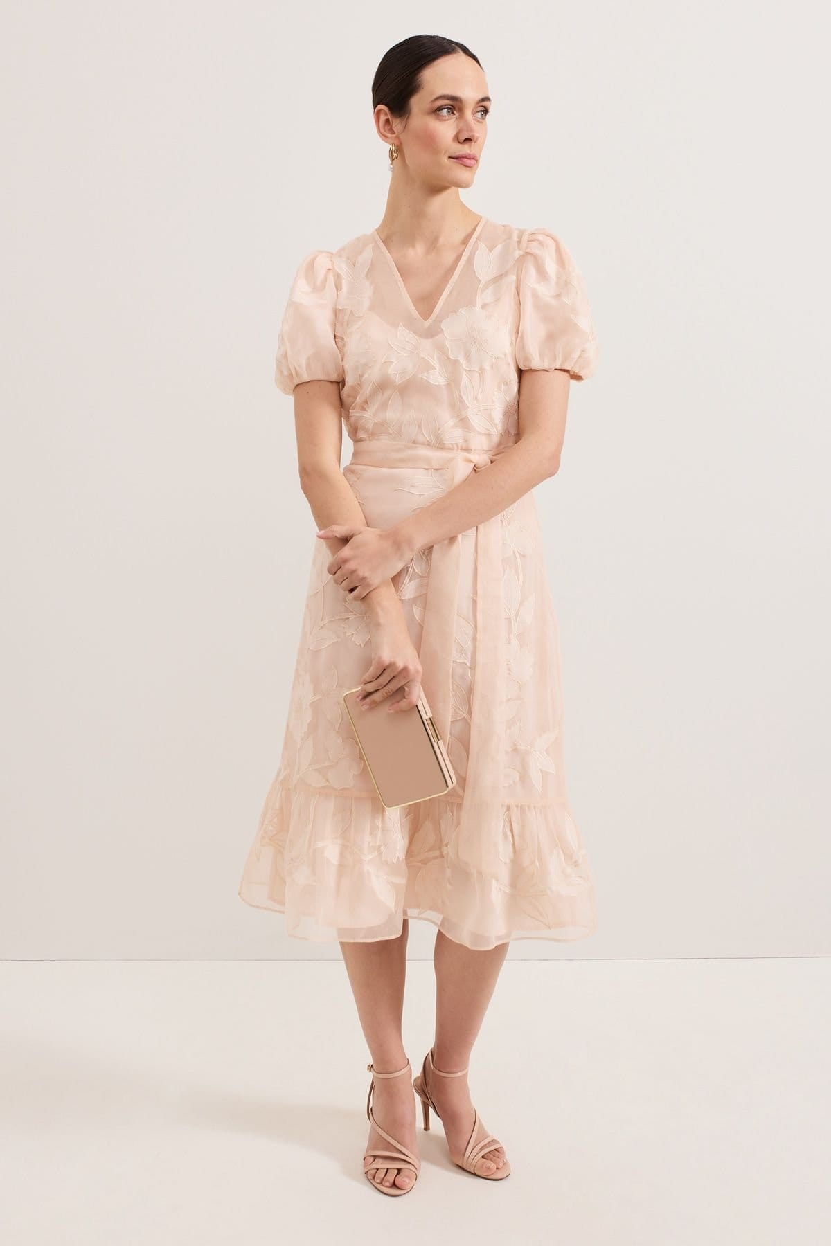 Phase Eight Phase Eight Women's Chrissie Tie-Waist Wrap Midi Dress in Pale Pink - 1