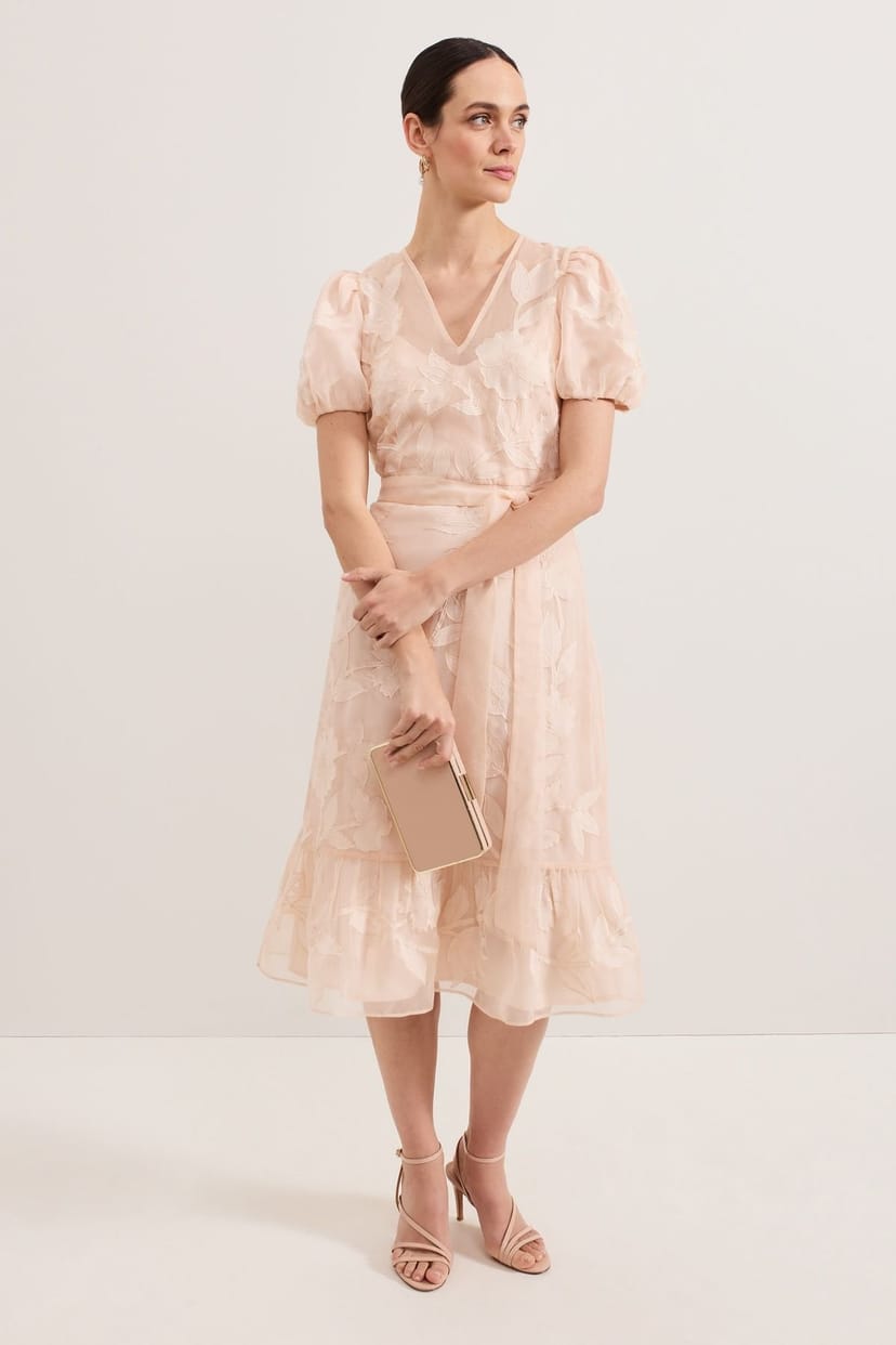 Phase Eight Phase Eight Women's Chrissie Tie-Waist Wrap Midi Dress in Pale Pink - 1