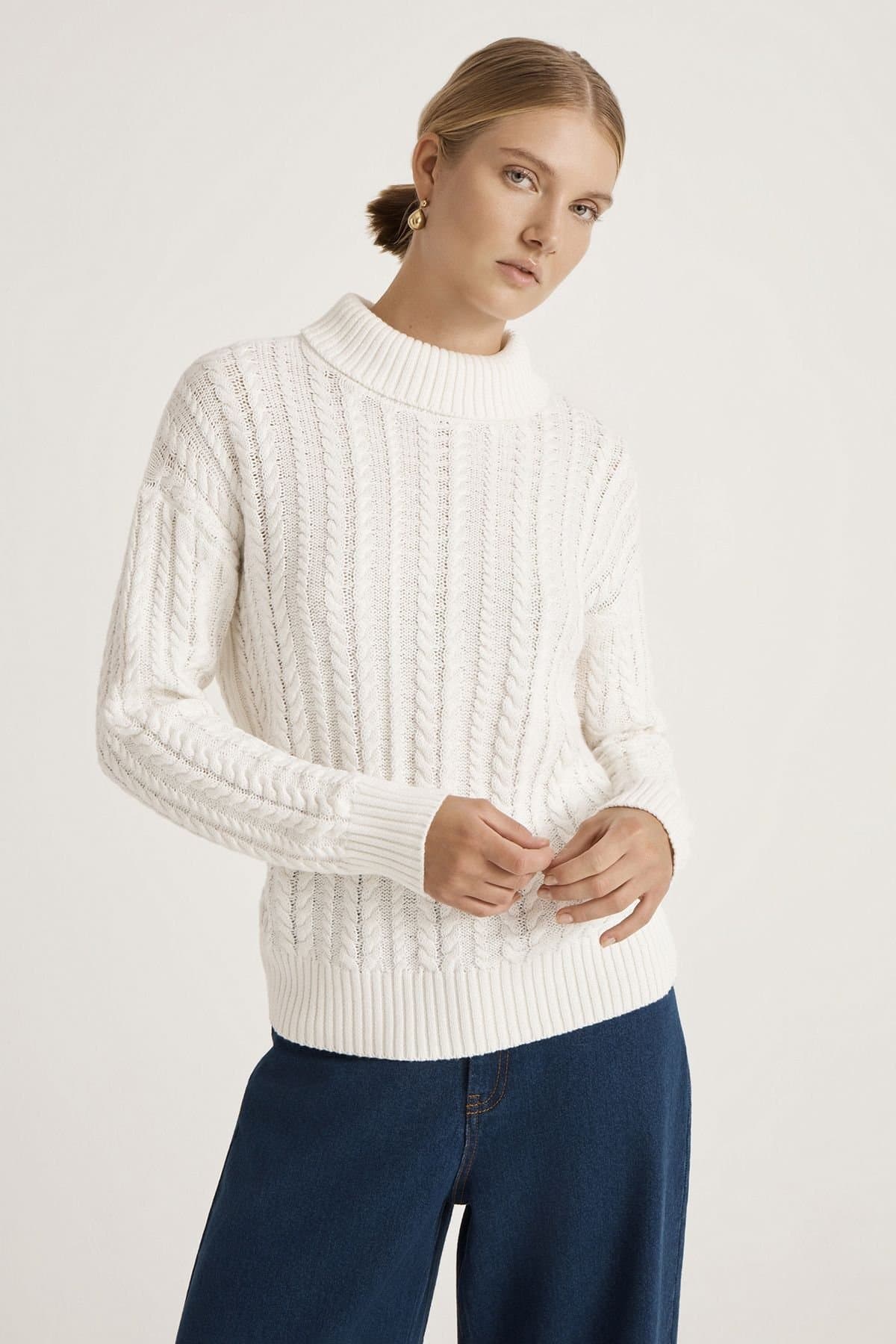 Finery London Finery London Natural White Turtle Neck Knitted Sweater