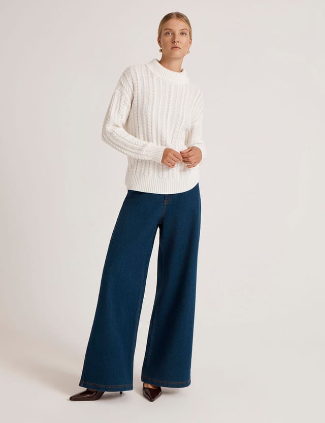 Finery London Finery London Women's Vivana Turtle Neck Knitted Sweater in Natural White - 2