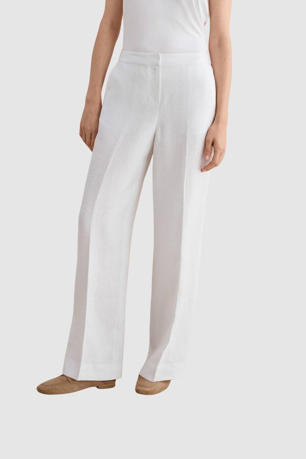Hobbs London Hobbs London Women's Alessia High-Waist Linen Trousers in Off-White - 2