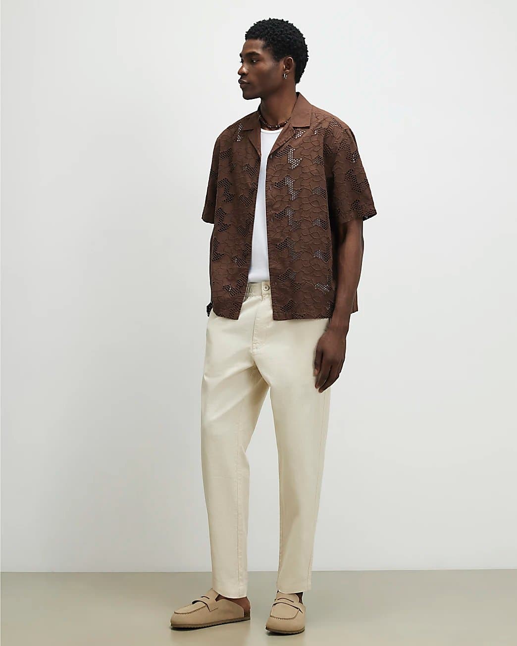 River Island Mens River Island Beige Linen Blend Trousers