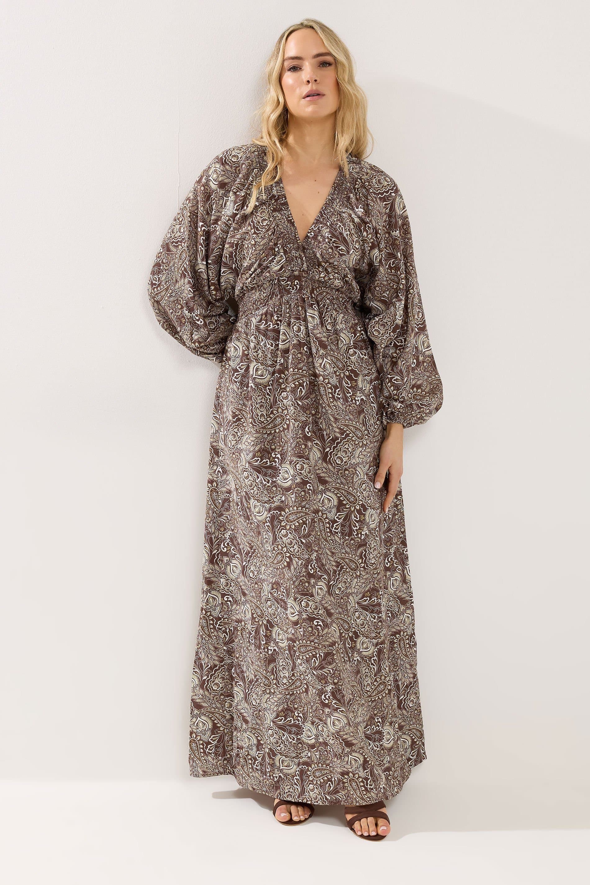Long Tall Sally Long Tall Sally Women's Tall Shirred Maxi Dress in Chocolate