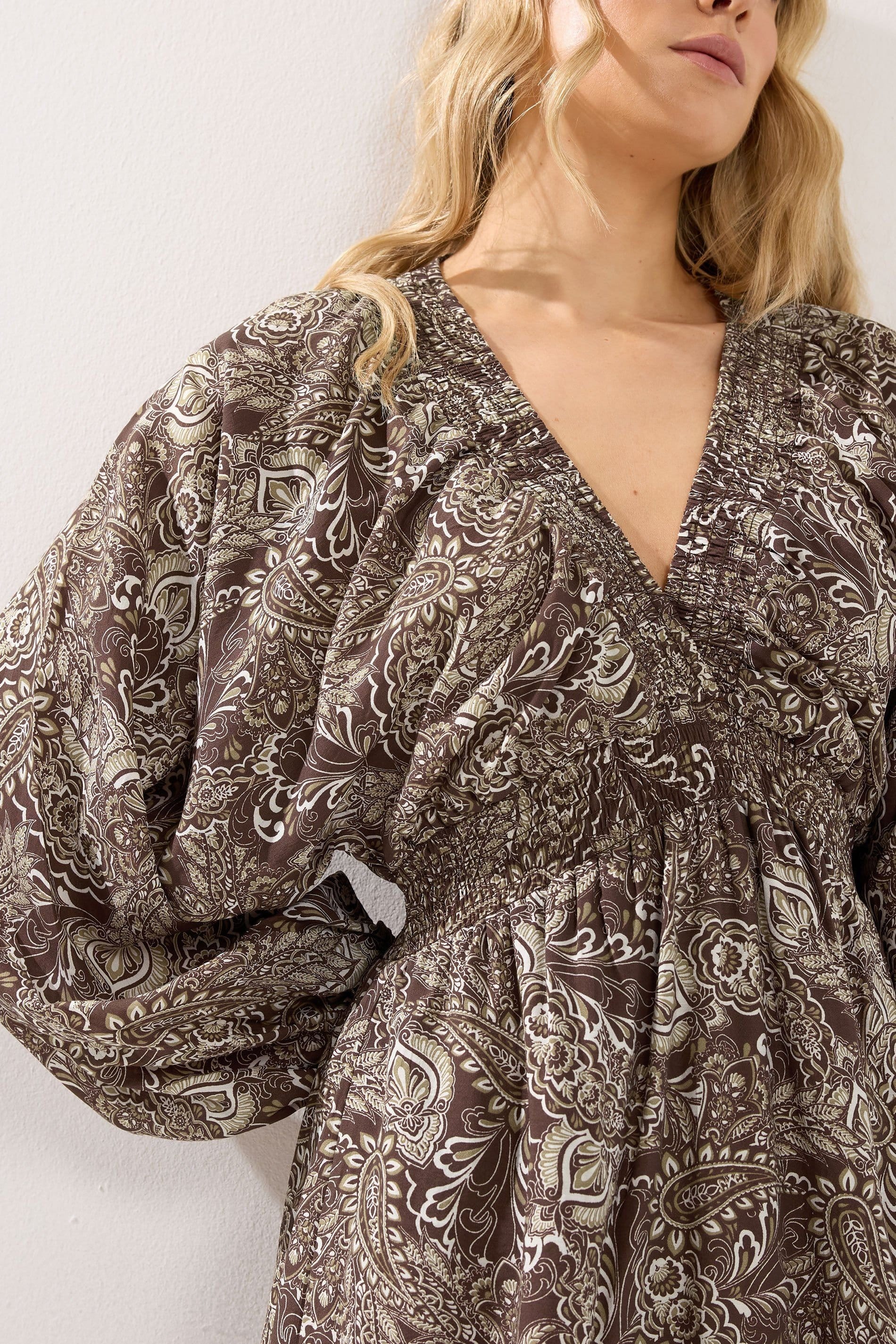 Long Tall Sally Long Tall Sally Women's Tall Shirred Maxi Dress in Chocolate - 4