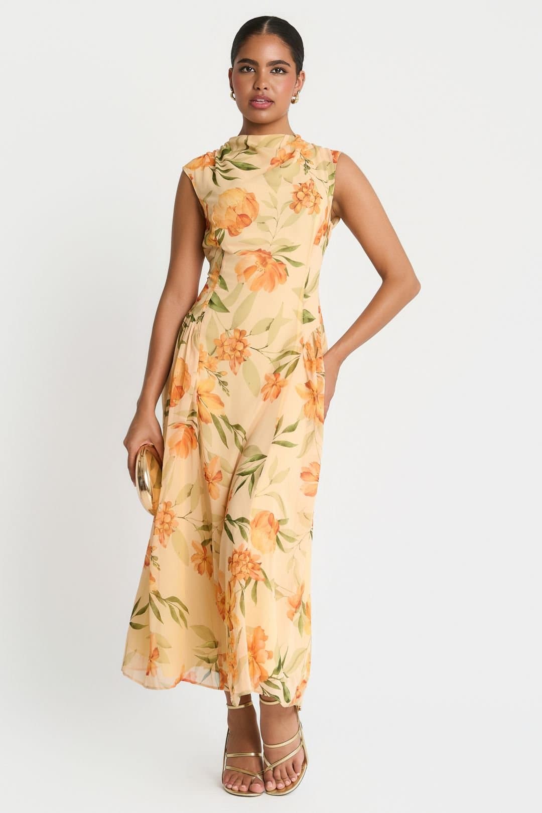 Needs No Label Needs No Label Women's Yellow Floral Midaxi Dress
