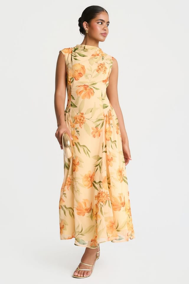Needs No Label Needs No Label Women's Yellow Floral Midaxi Dress - 2